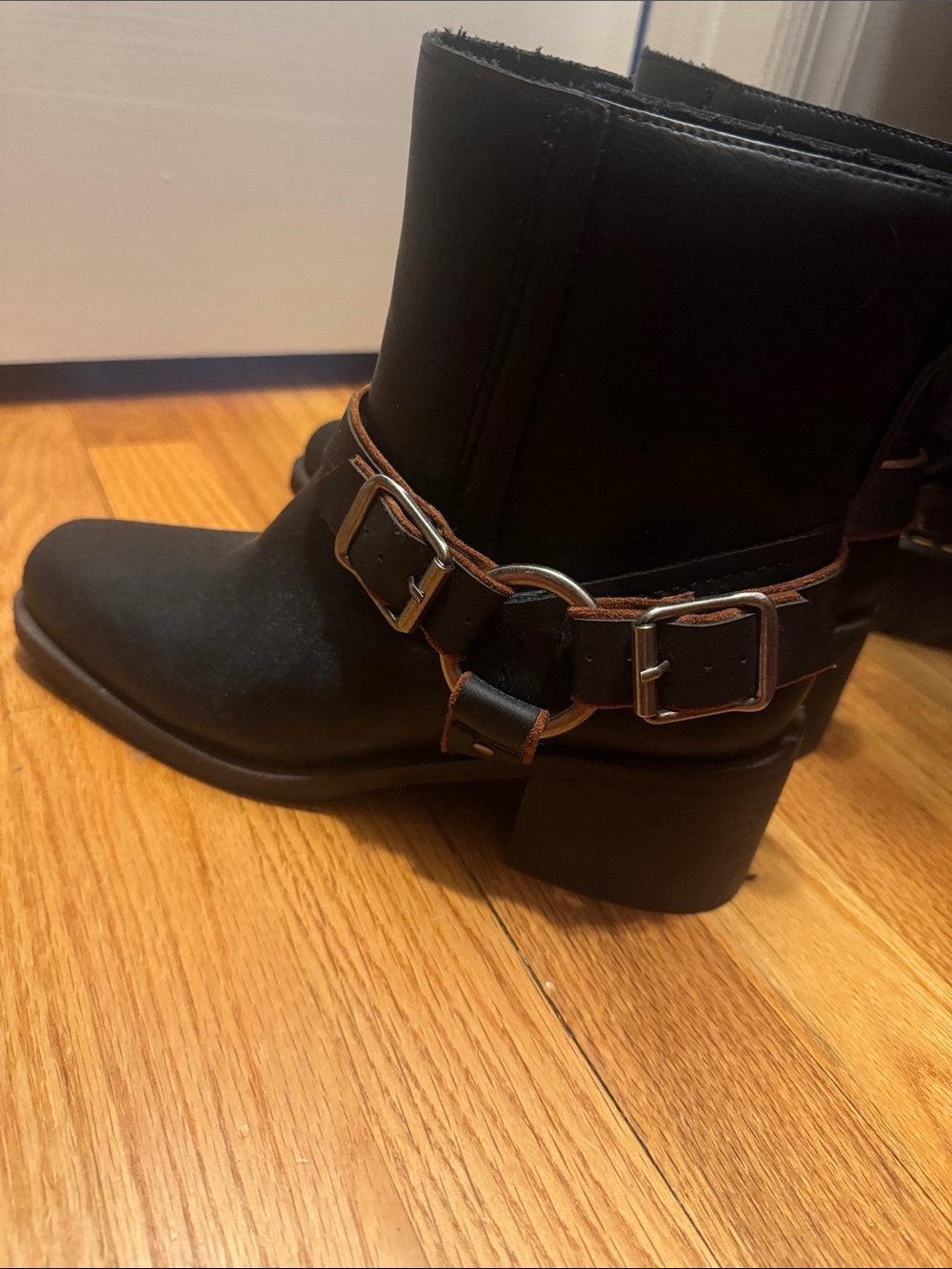 BEAST FASHION Black Ankle Boots with Buckle Strap